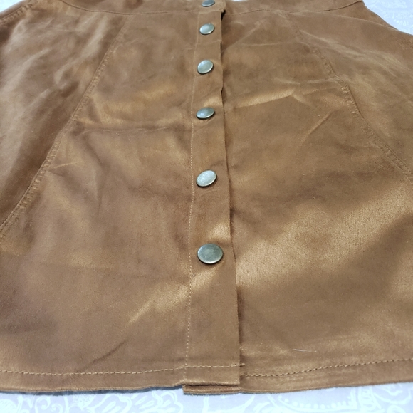 Tan Button Front Mini Skirt - Picture 8 of 12
